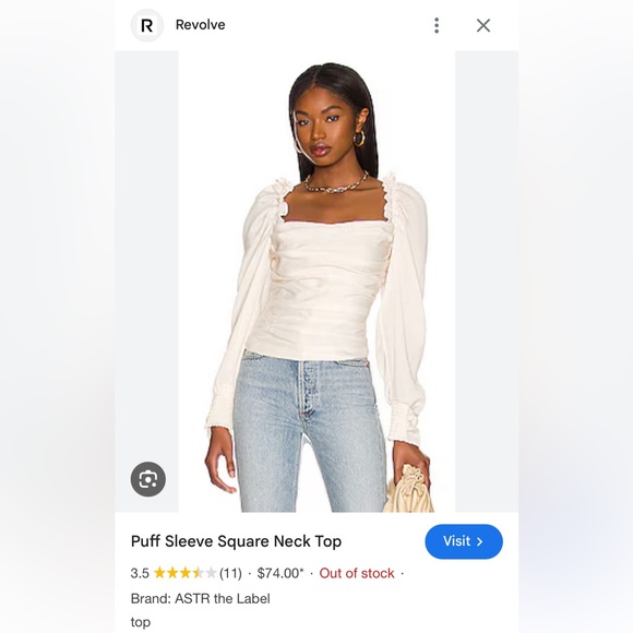 Astr the Label Puff Sleeve Square Neck Top - Picture 2 of 7